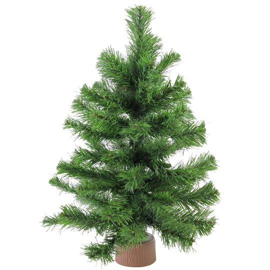18" Unlit Mini Pine Artificial Christmas Tree in Faux Wood Base By Northlight in Brown | Michaels®